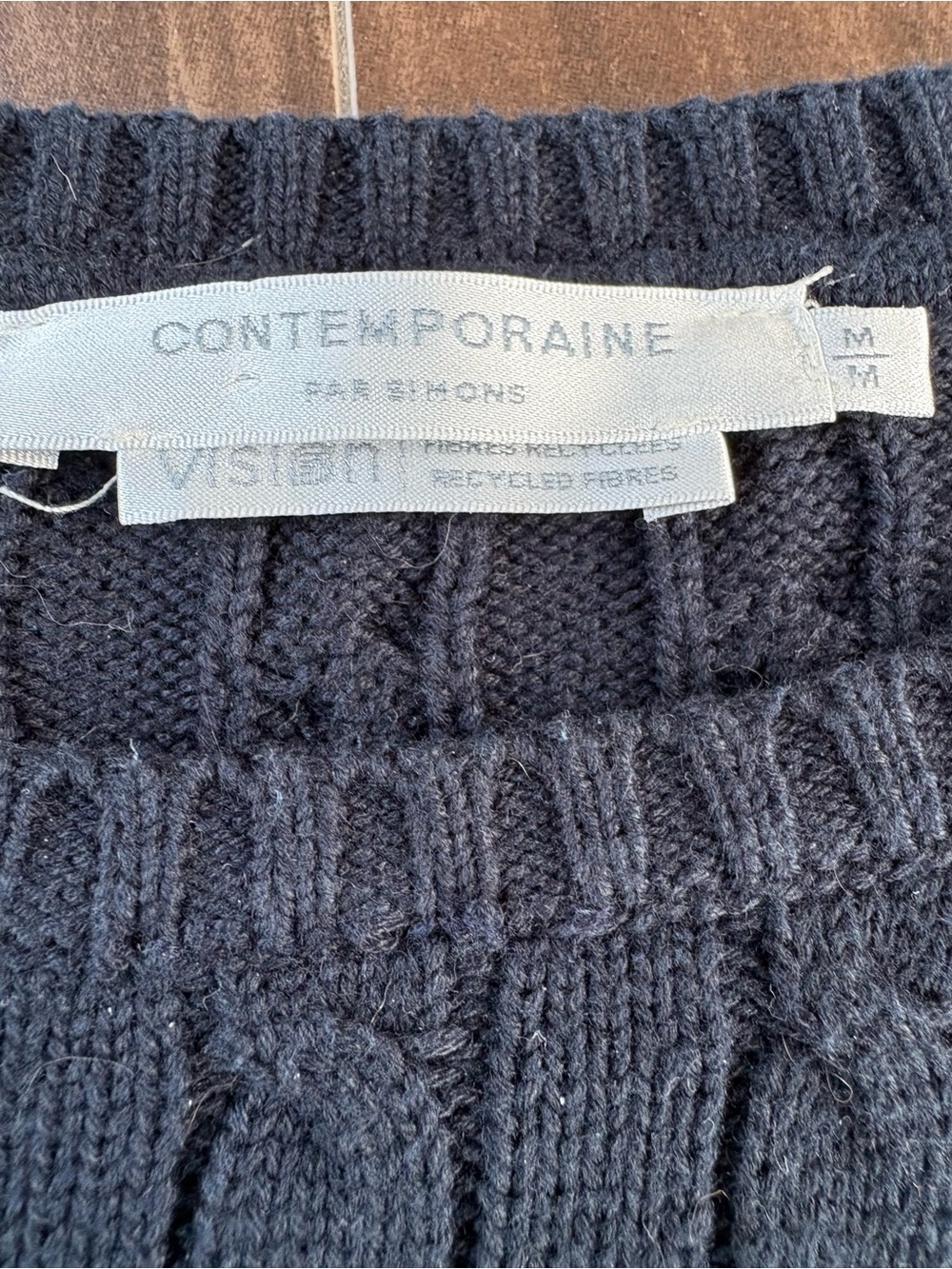 Black Cable Knit Crewneck Sweater Medium Cotton Blend Classic Preppy Women's M - Picture 5 of 6